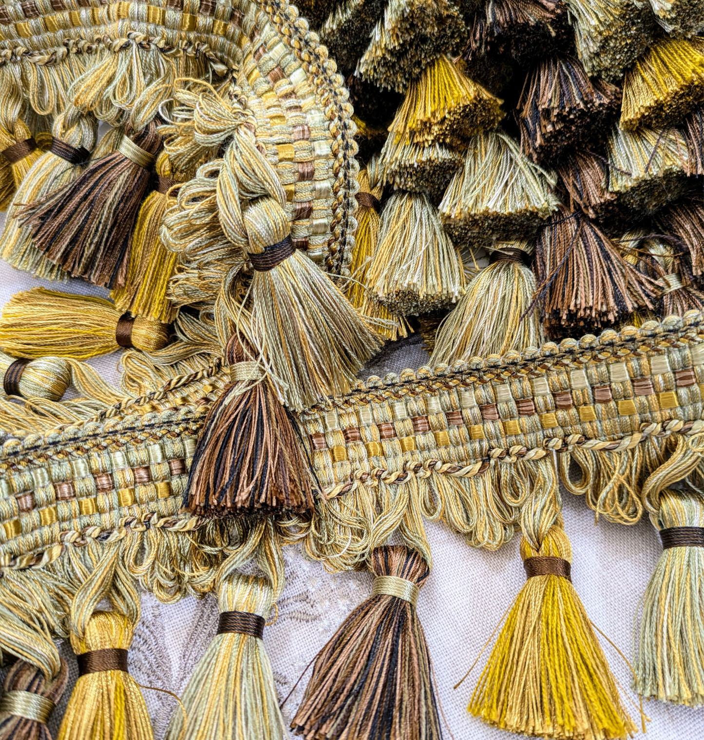 Coffee & Gold Tassel Fringe