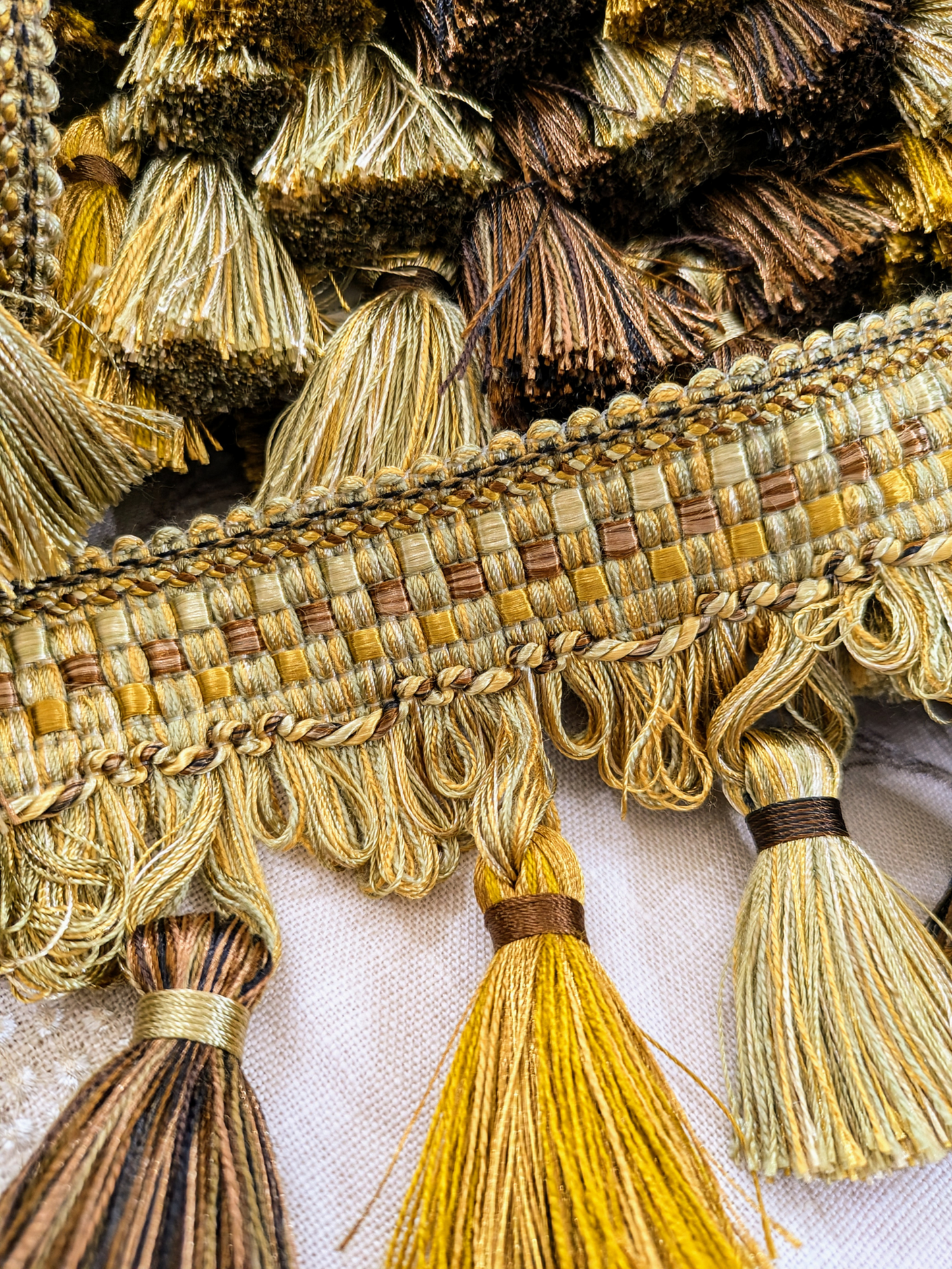 Coffee & Gold Tassel Fringe