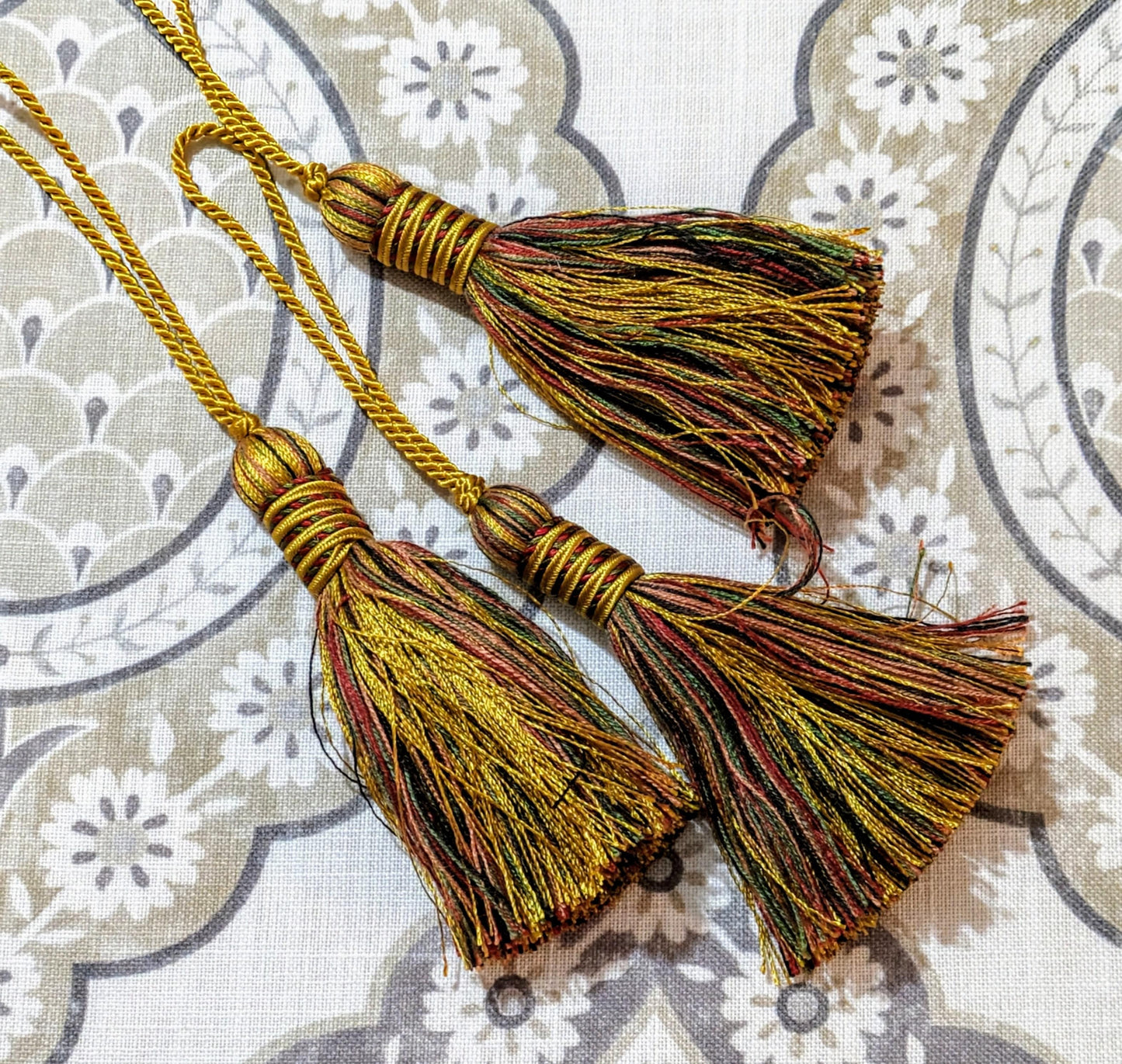 Gold Bound neck Tassels / Gold Multi colour Tassels