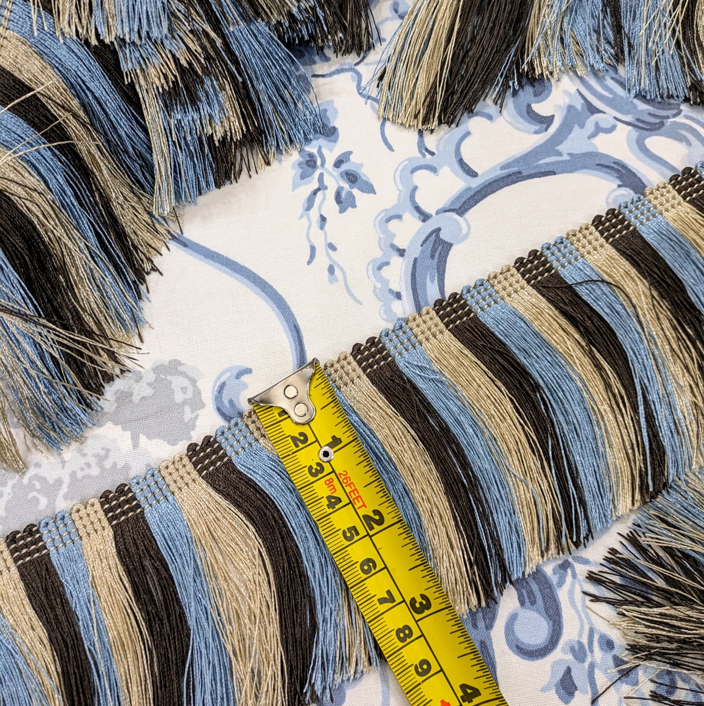 Discontinued Silky Blue Tassel Fringe - 1.5m remnant