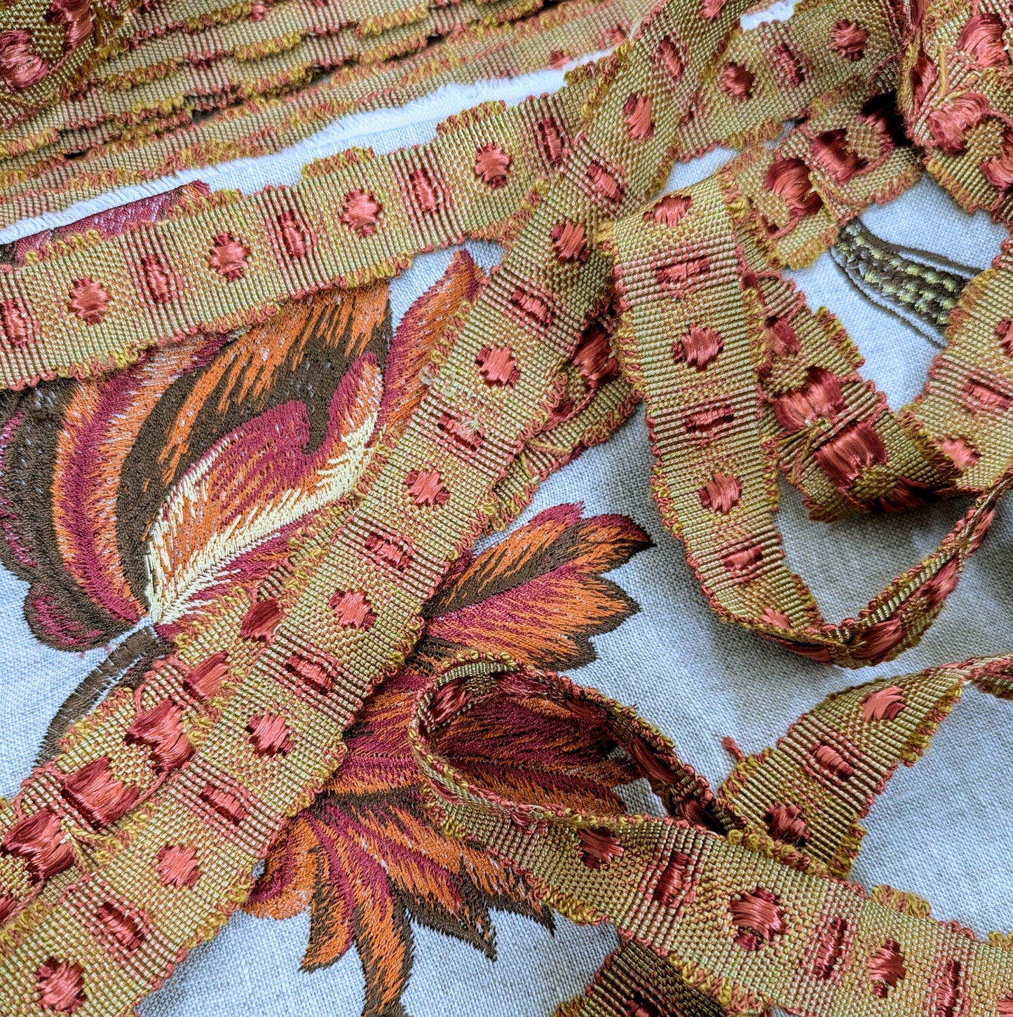 Orange & Biscuit Spotty Trimming