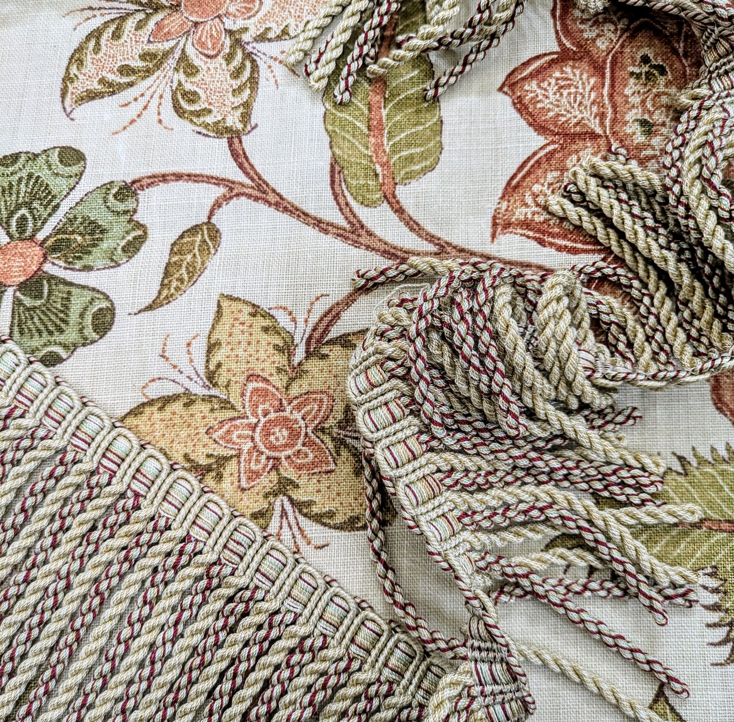 Beige and Red bullion fringe trim