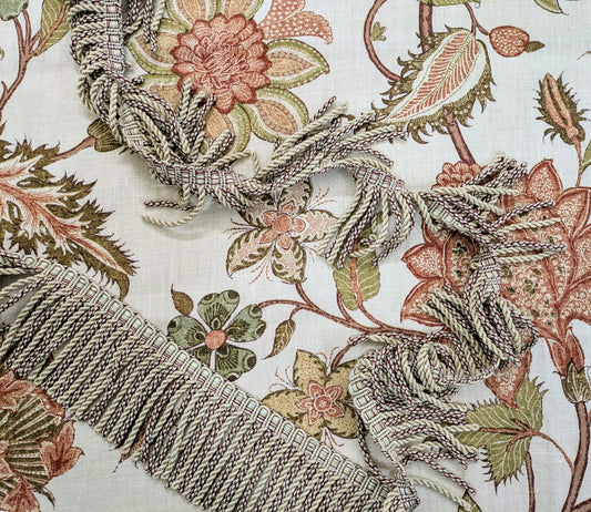 Beige and Red bullion fringe trim