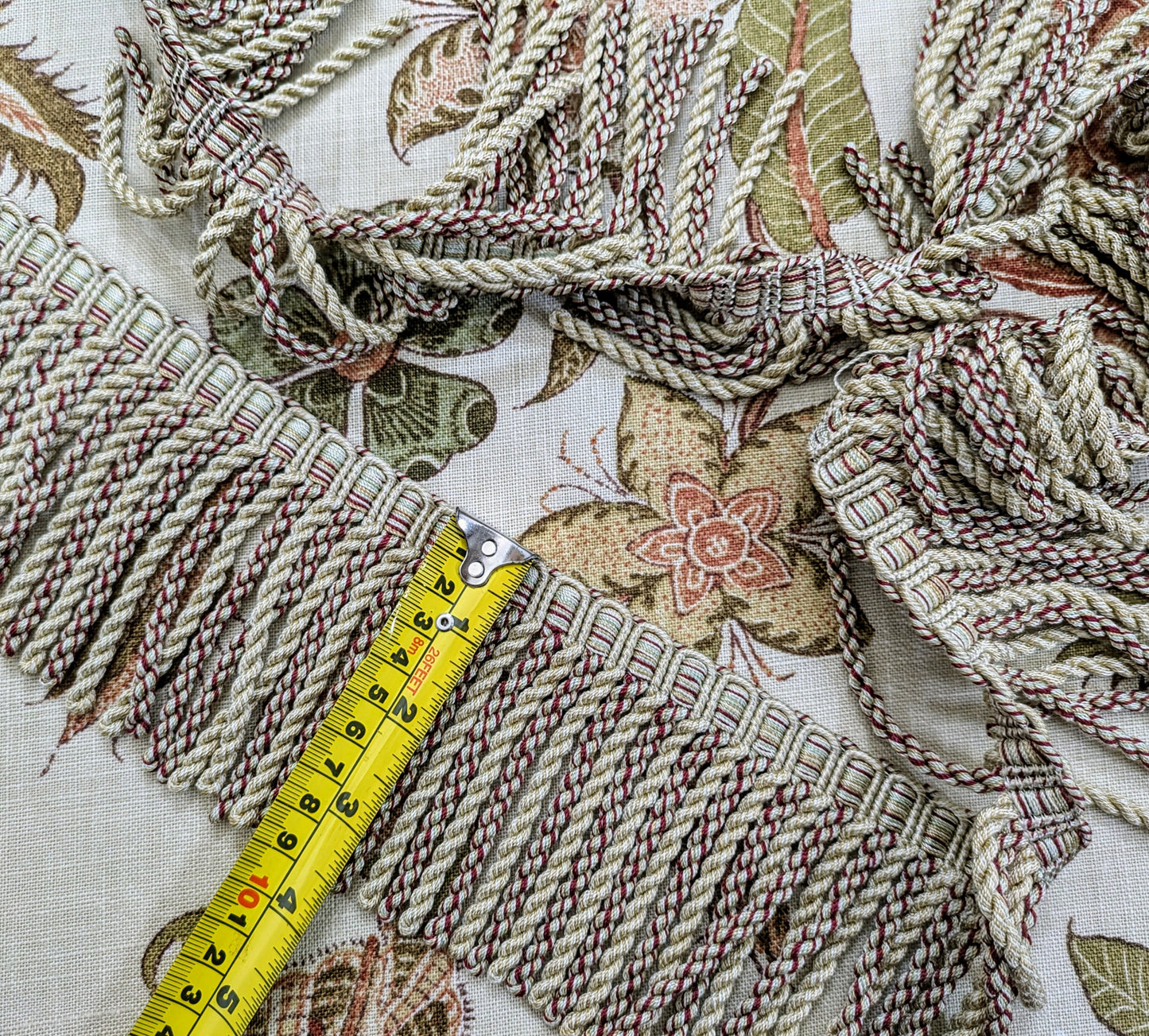 Beige and Red bullion fringe trim