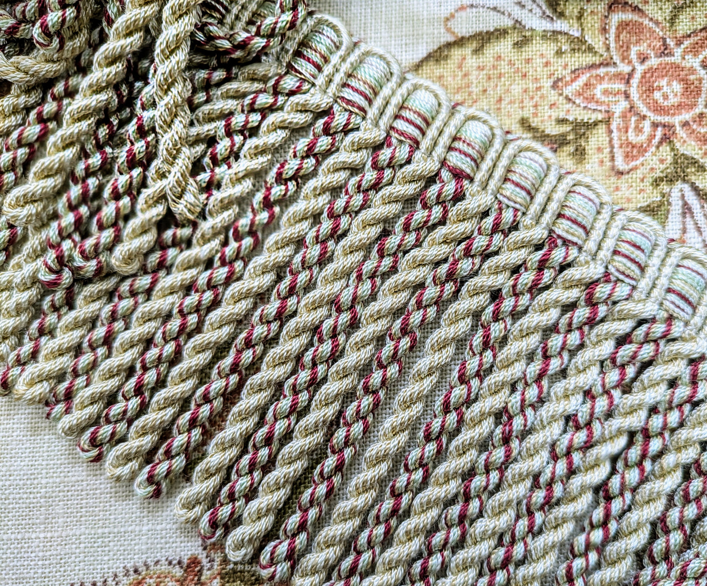 Beige and Red bullion fringe trim