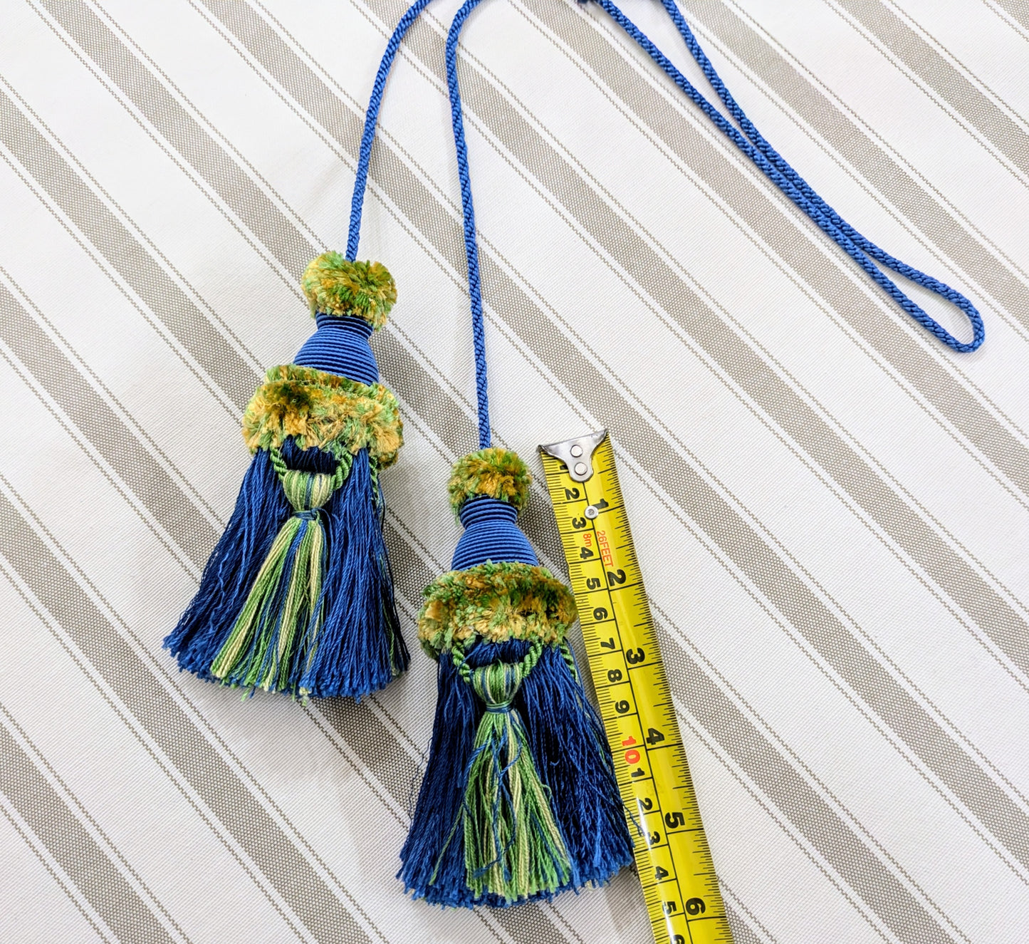 Blue, Gold & Lime Colour Chair Tassels, Tiebacks, Key Tassels, Cushion Tassels