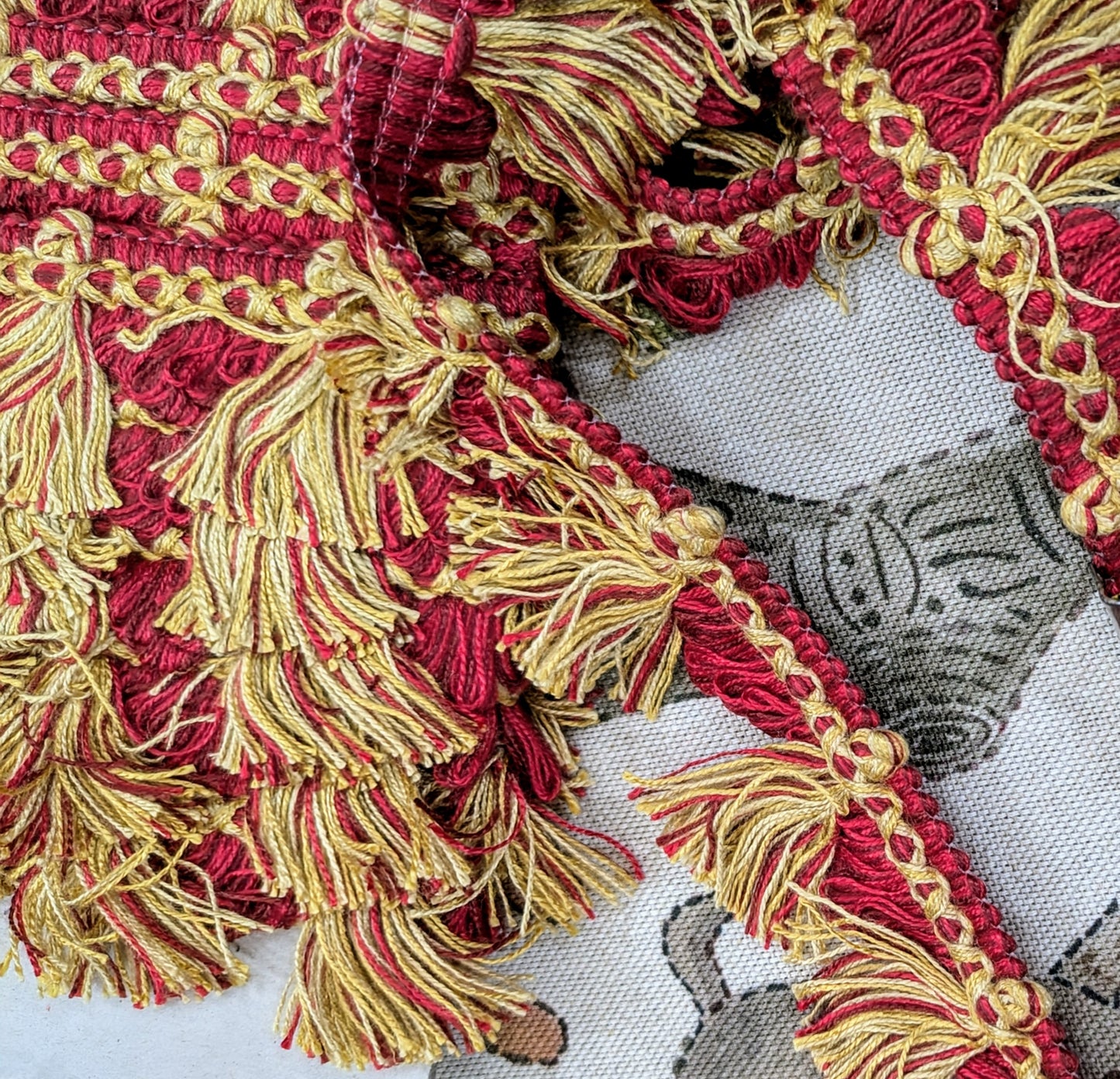 Red & Gold Tassel Fringe Trim