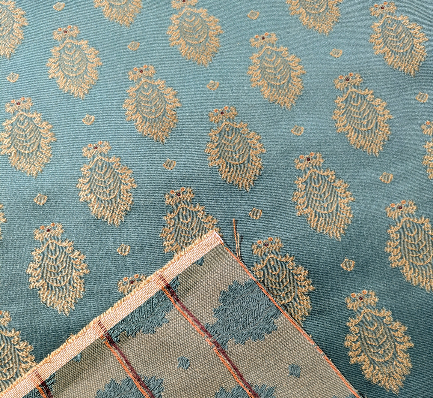 Green Damask upholstery fabric