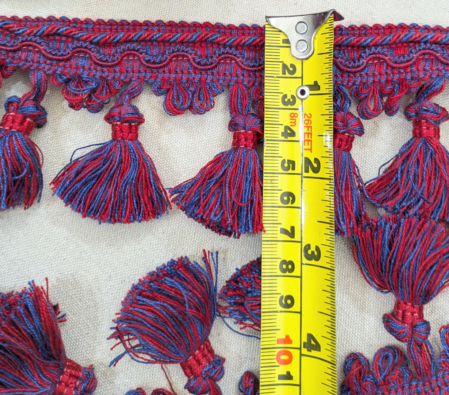Blue & Red Tassel fringe & Matching Bullion fringe