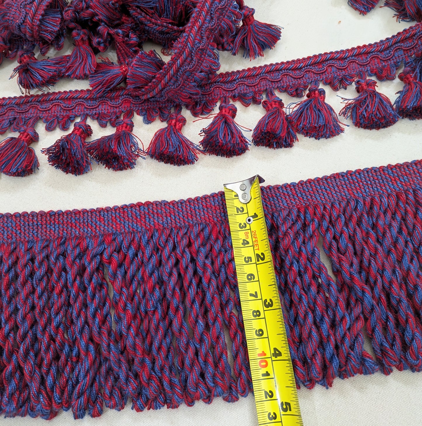 Blue & Red Tassel fringe & Matching Bullion fringe