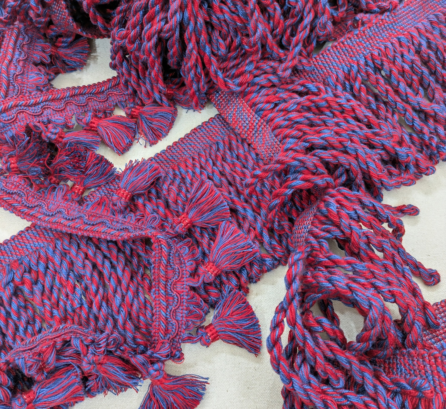Blue & Red Tassel fringe & Matching Bullion fringe