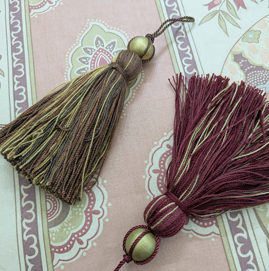 Beaded Wine Colour / Brown & Gold Colour Cushion Tassels, Key Tassels, Decorative Tassels