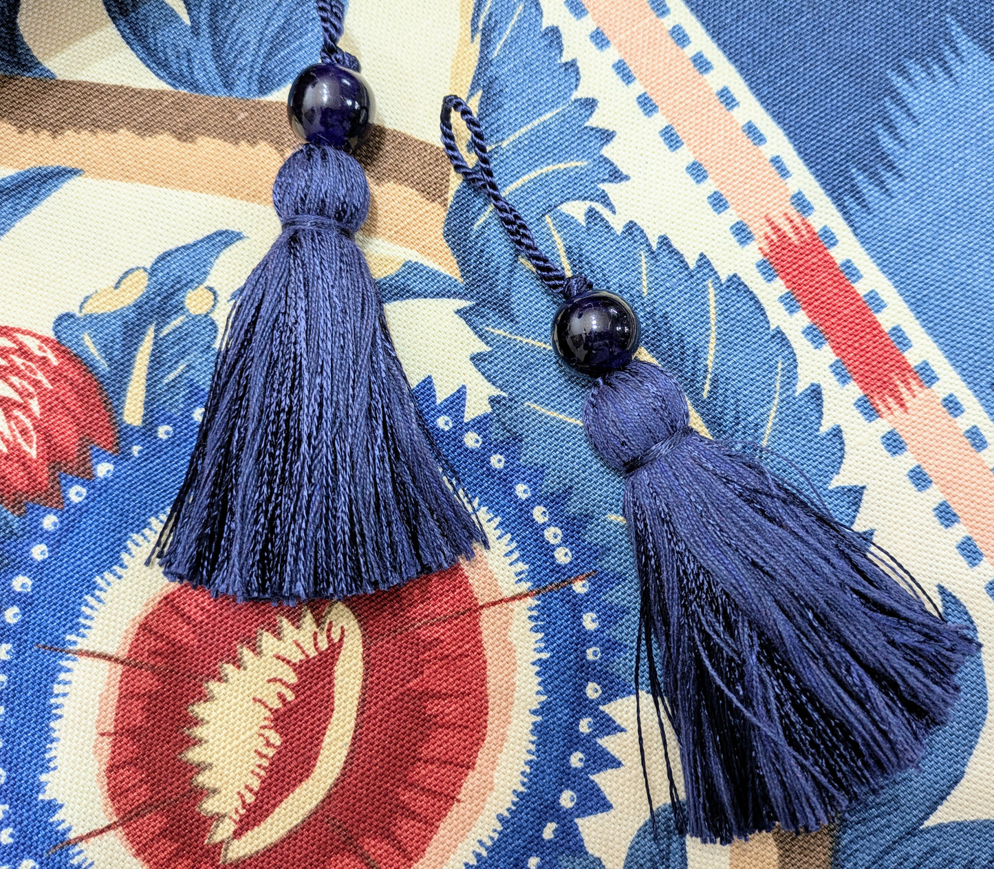 Navy Beaded Tassels / Key Tassels / Cushion Tassels