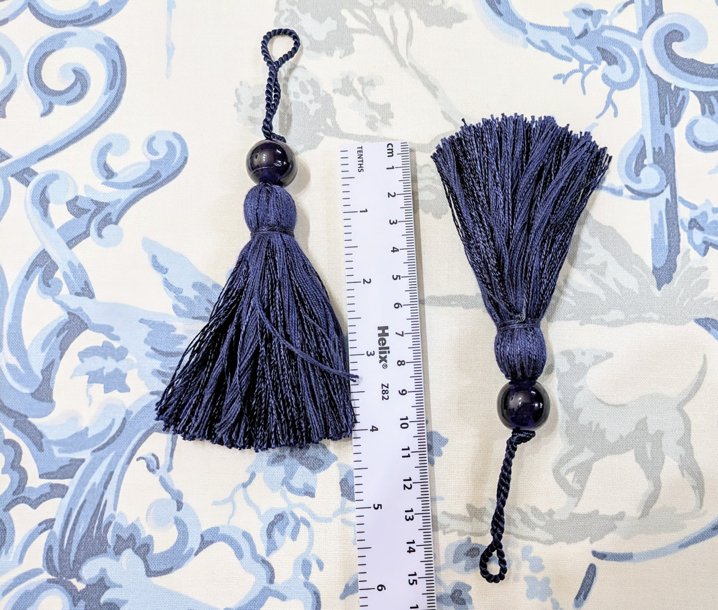 Navy Beaded Tassels / Key Tassels / Cushion Tassels