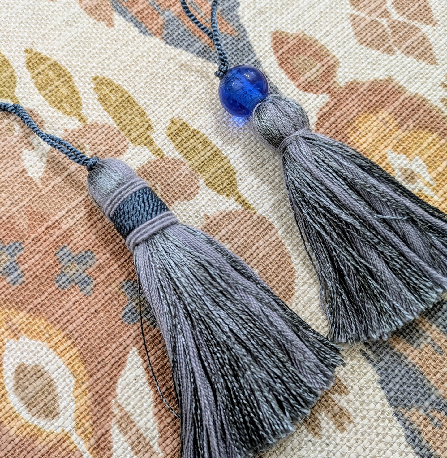 Blue Tassels / Beaded Blue Tassels / Key Tassels / Cushion Tassels