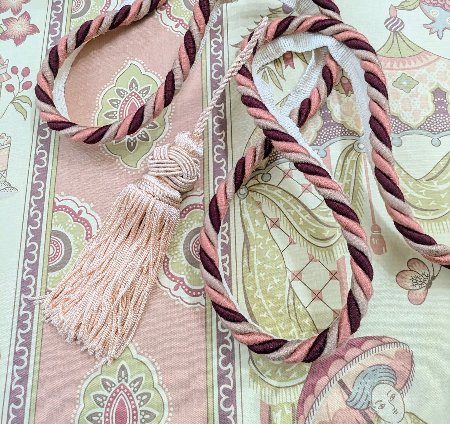 Pink & Plum Flanged Cord Trim / Upholstery Trim / Soft Furnishing Trim