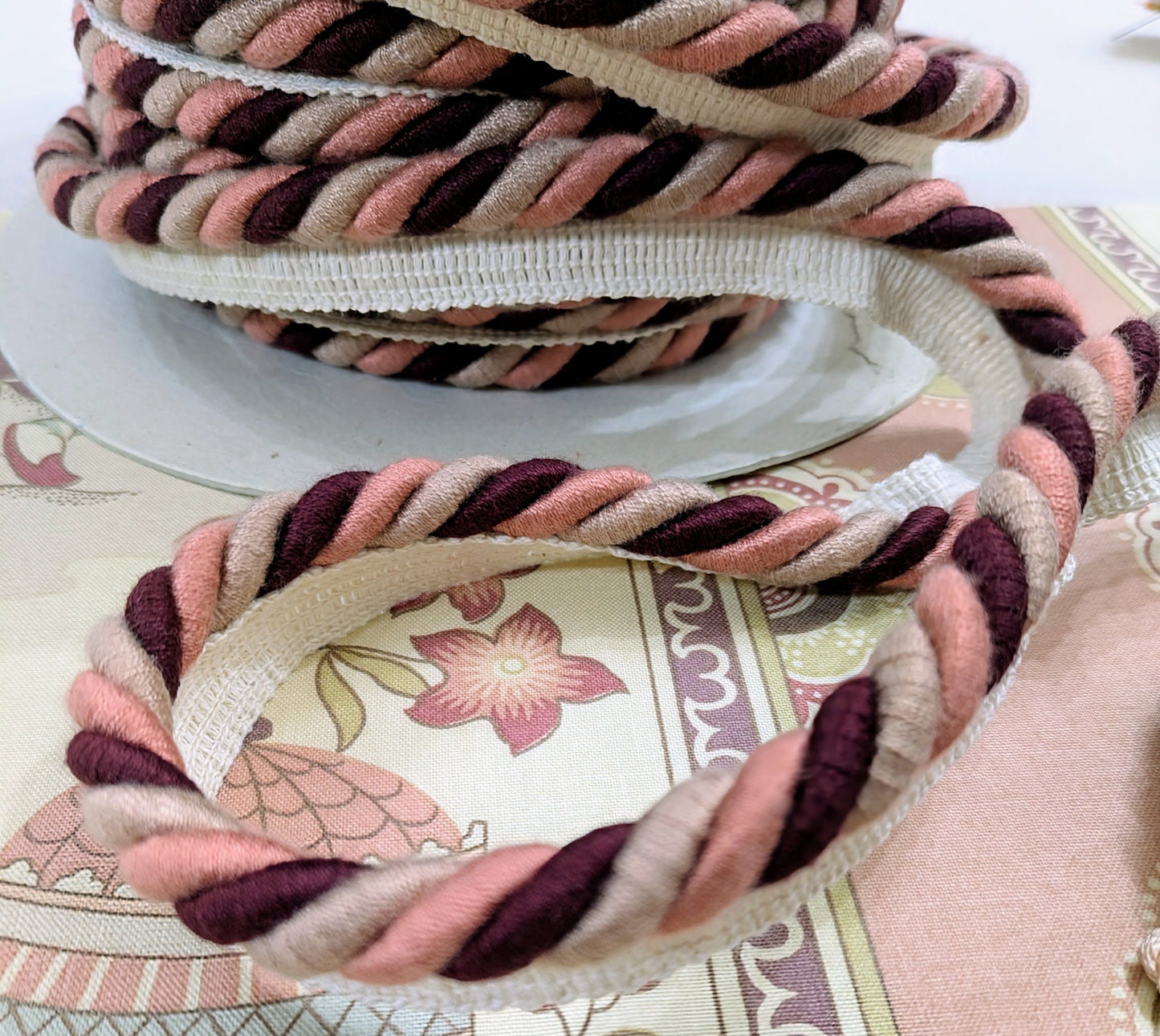 Pink & Plum Flanged Cord Trim / Upholstery Trim / Soft Furnishing Trim