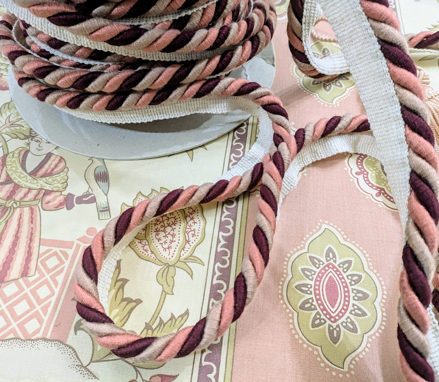 Pink & Plum Flanged Cord Trim / Upholstery Trim / Soft Furnishing Trim