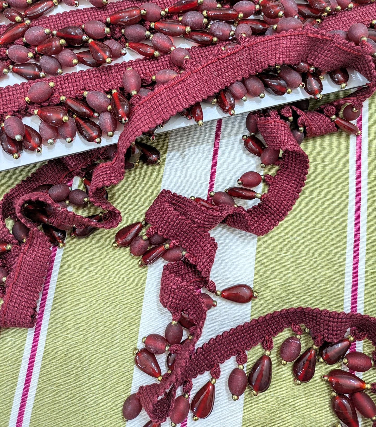 Wine Colour Bead Trimming - REDUCED