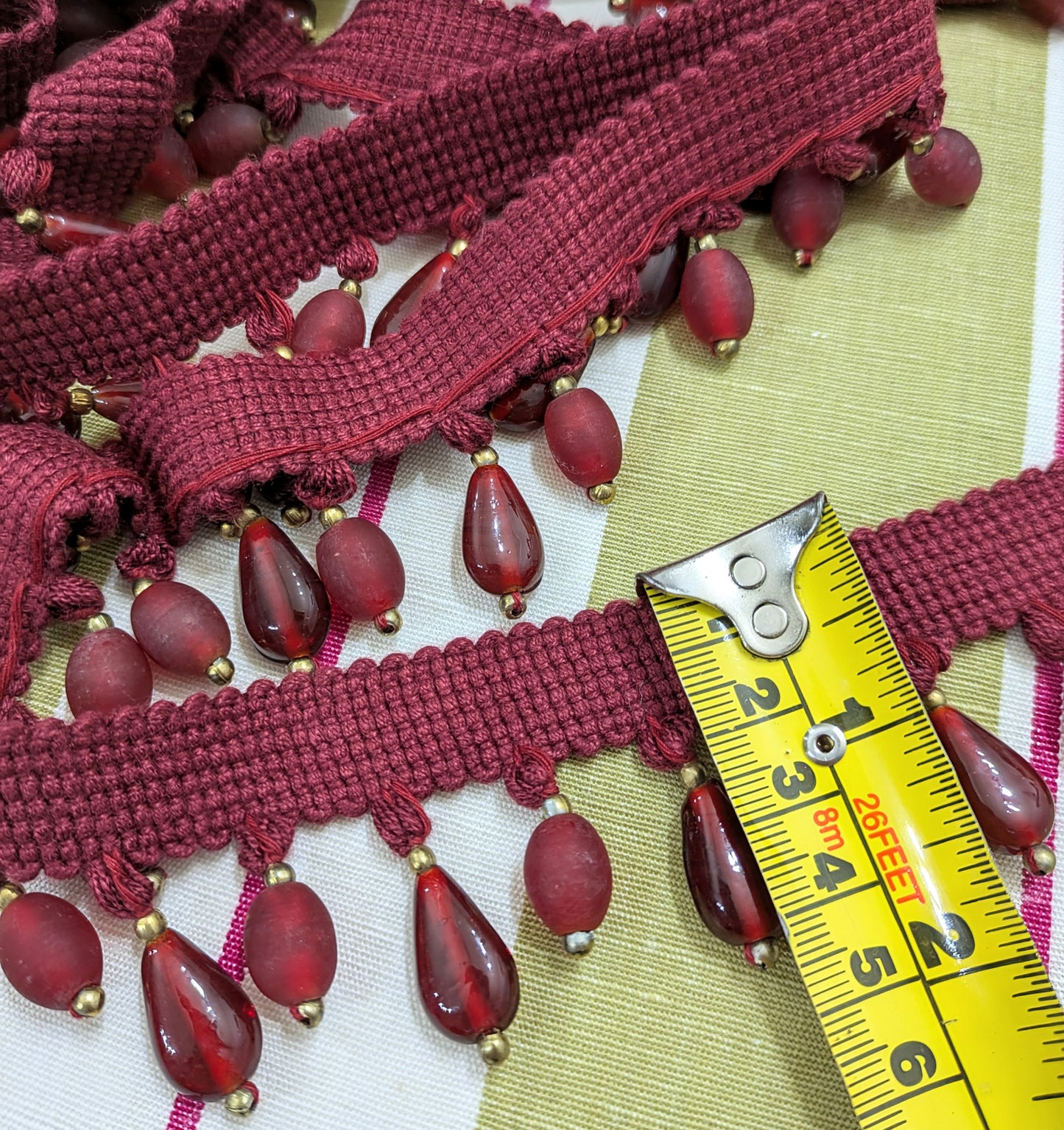 Wine Colour Bead Trimming - REDUCED