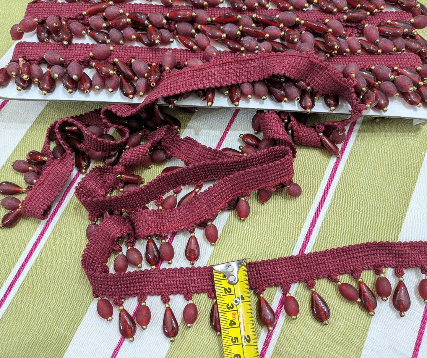 Wine Colour Bead Trimming - REDUCED
