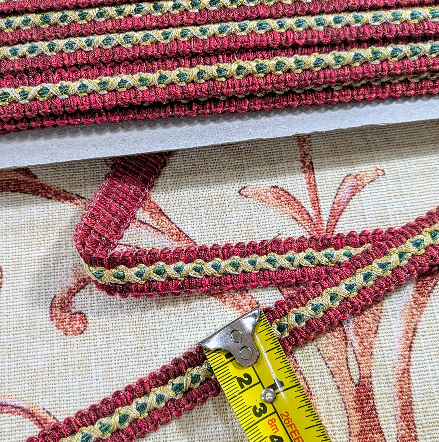 Red & Green Trim with Yellow details for Cushions, Soft Furnishings & Upholstery