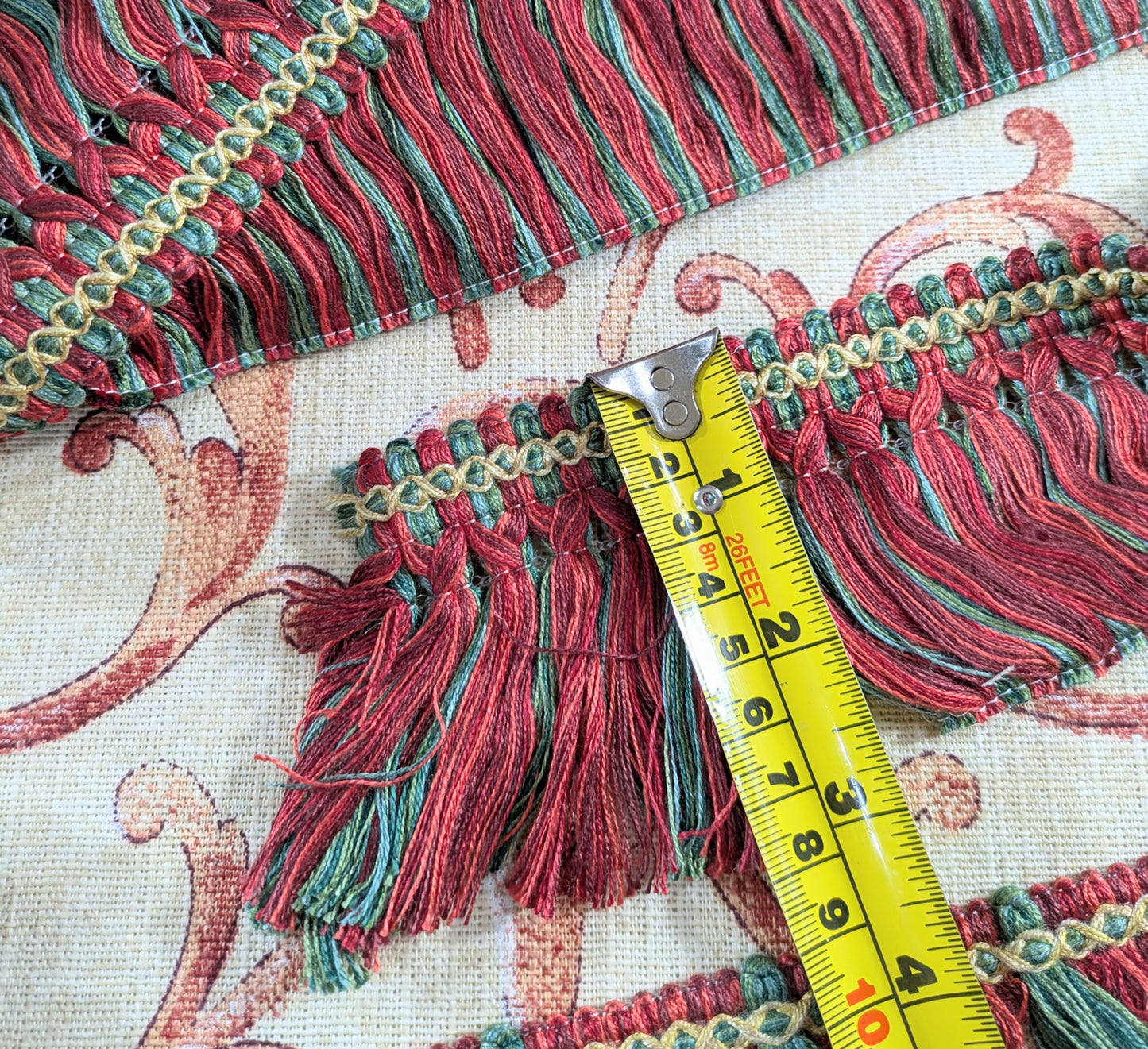 Red & Green Trim with Yellow details for Cushions, Soft Furnishings & Upholstery