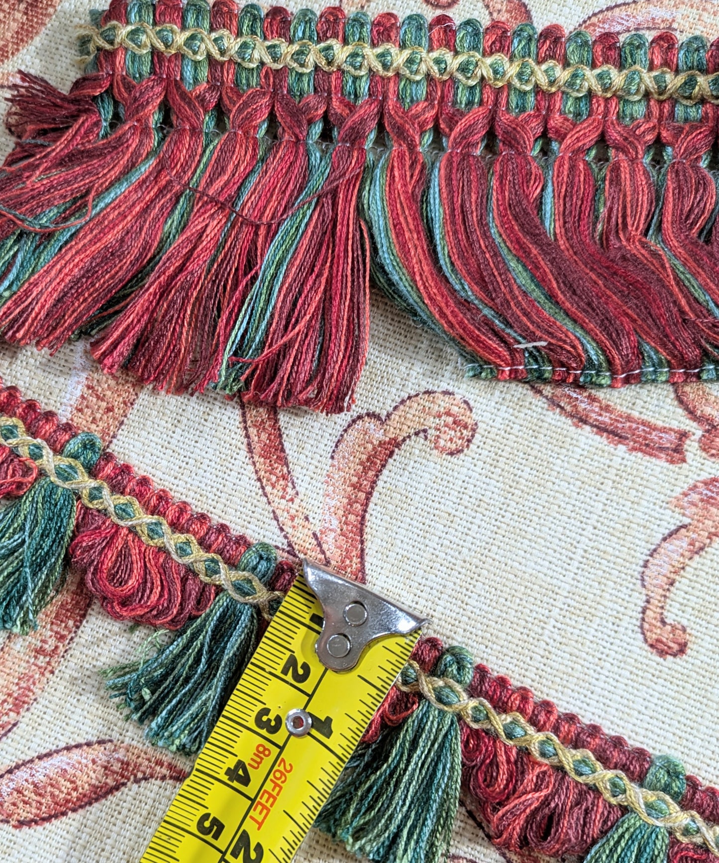 Red & Green Trim with Yellow details for Cushions, Soft Furnishings & Upholstery