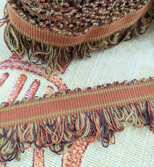 Orange, Gold &  Brown fan edge trimming / braid 3.8m remnant