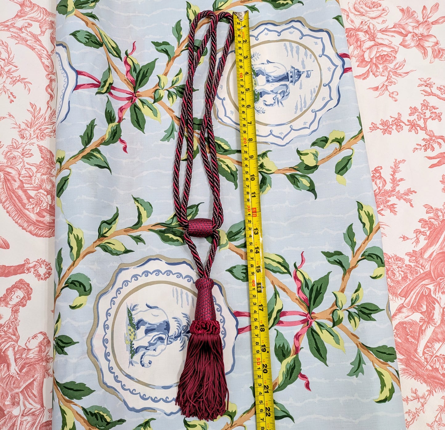 Fuchsia Pink / Wine Tiebacks with Teal / Green details