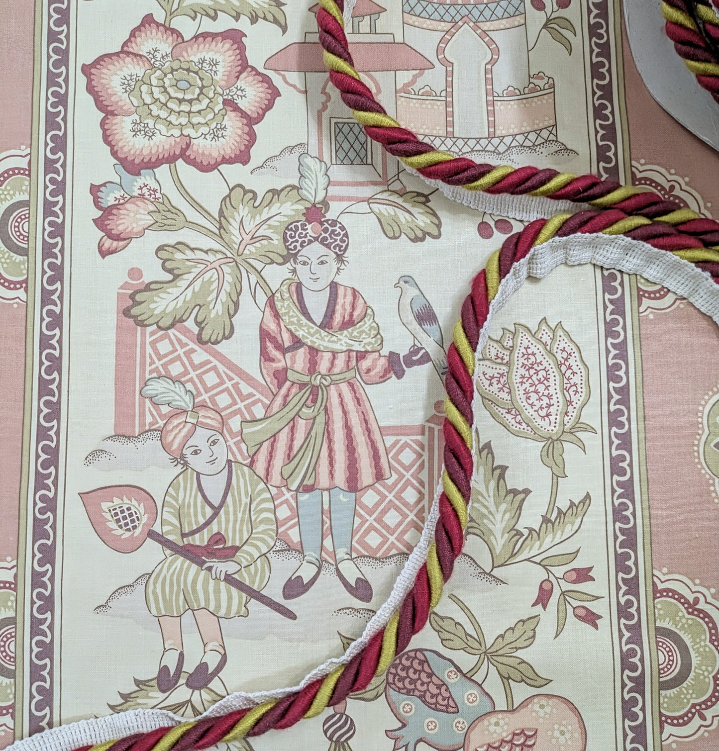 Wine, Red & Lime Colour, twisted cord, flange trim