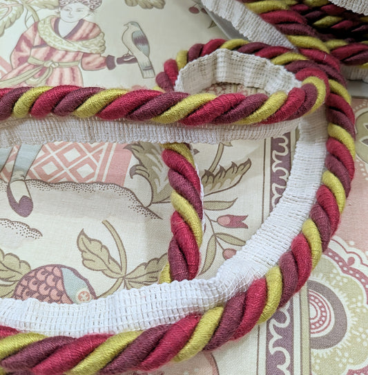 Wine, Red & Lime Colour, twisted cord, flange trim