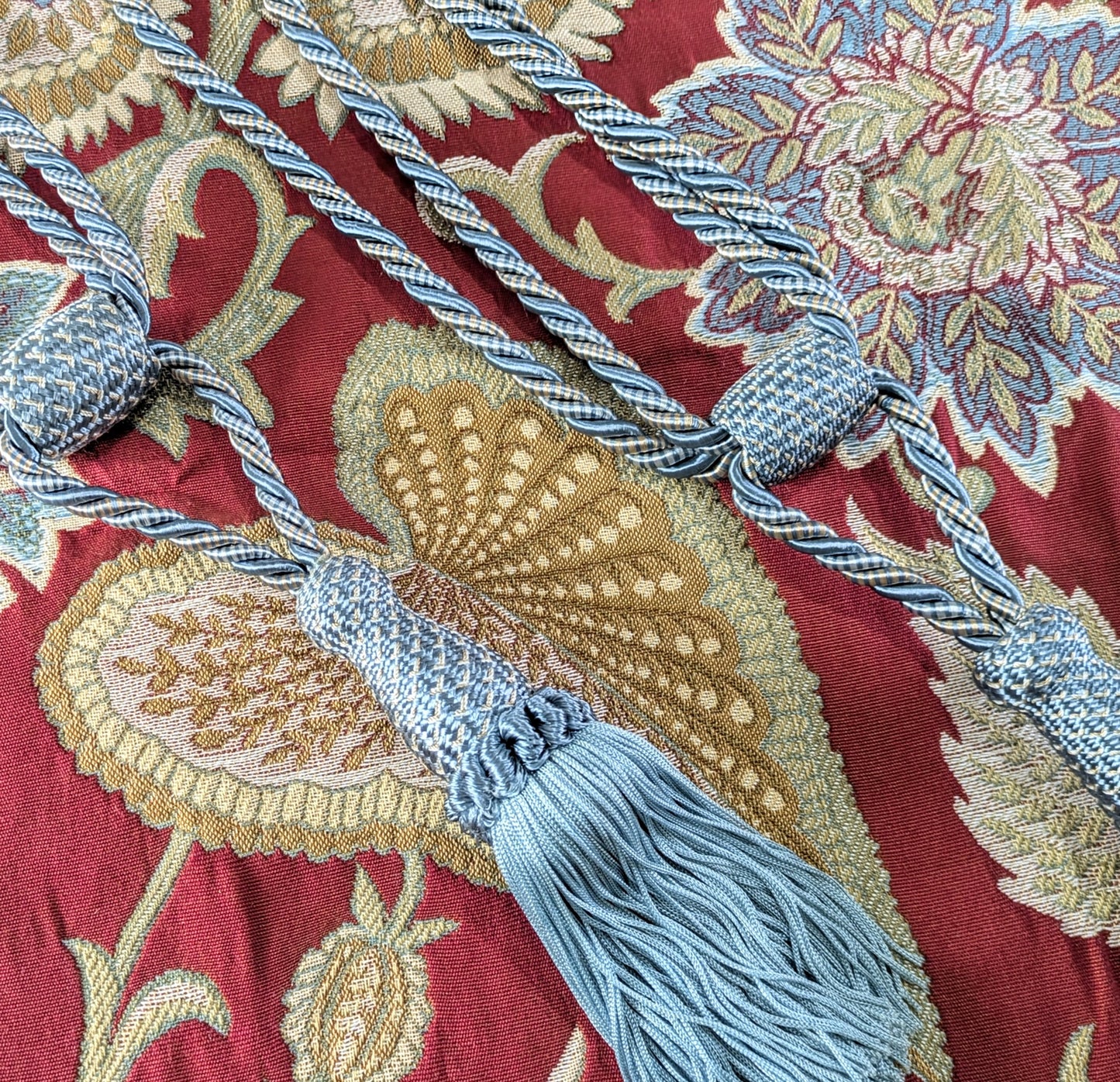 Powder Blue Tiebacks with Cream details