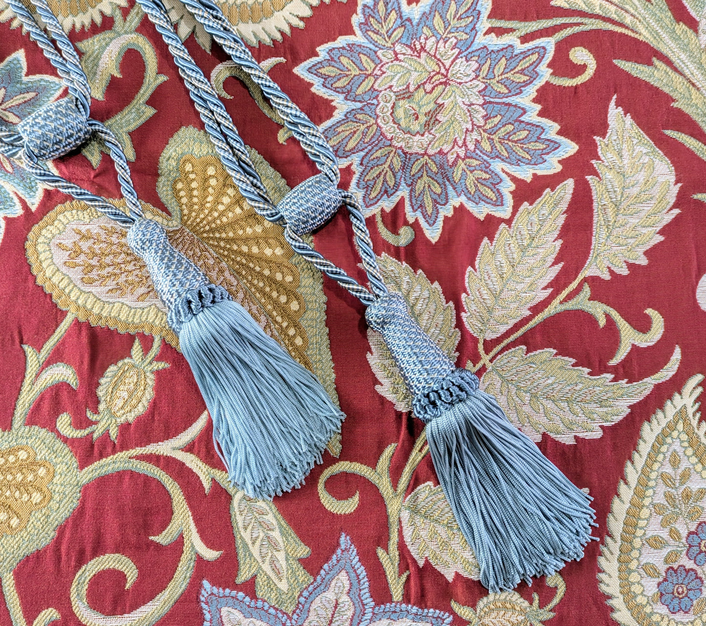 Powder Blue Tiebacks with Cream details