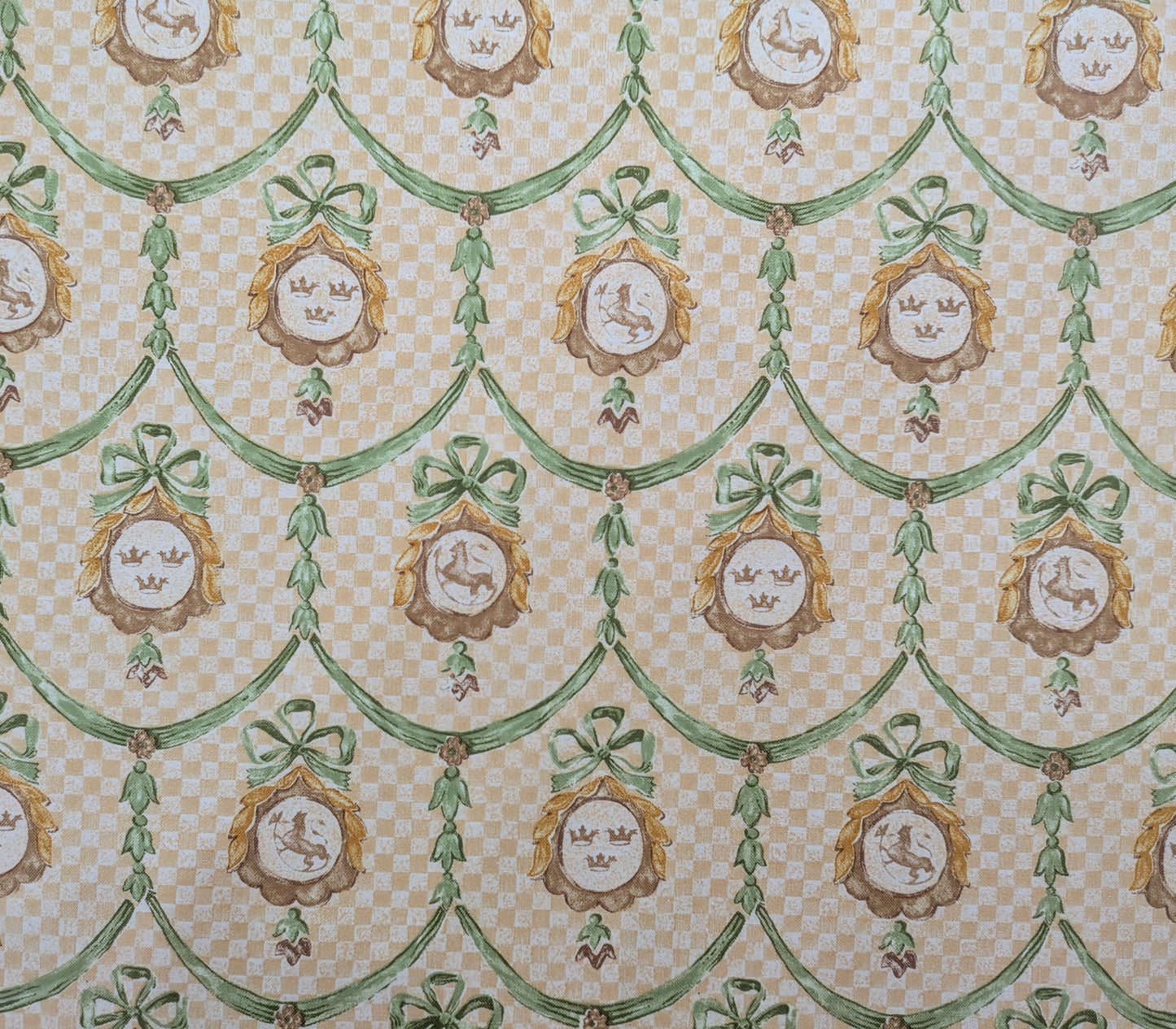 Vintage Heraldic Design Fabric by Nouveau Fabrics from 1995- 2.3m Remnant - REDUCED