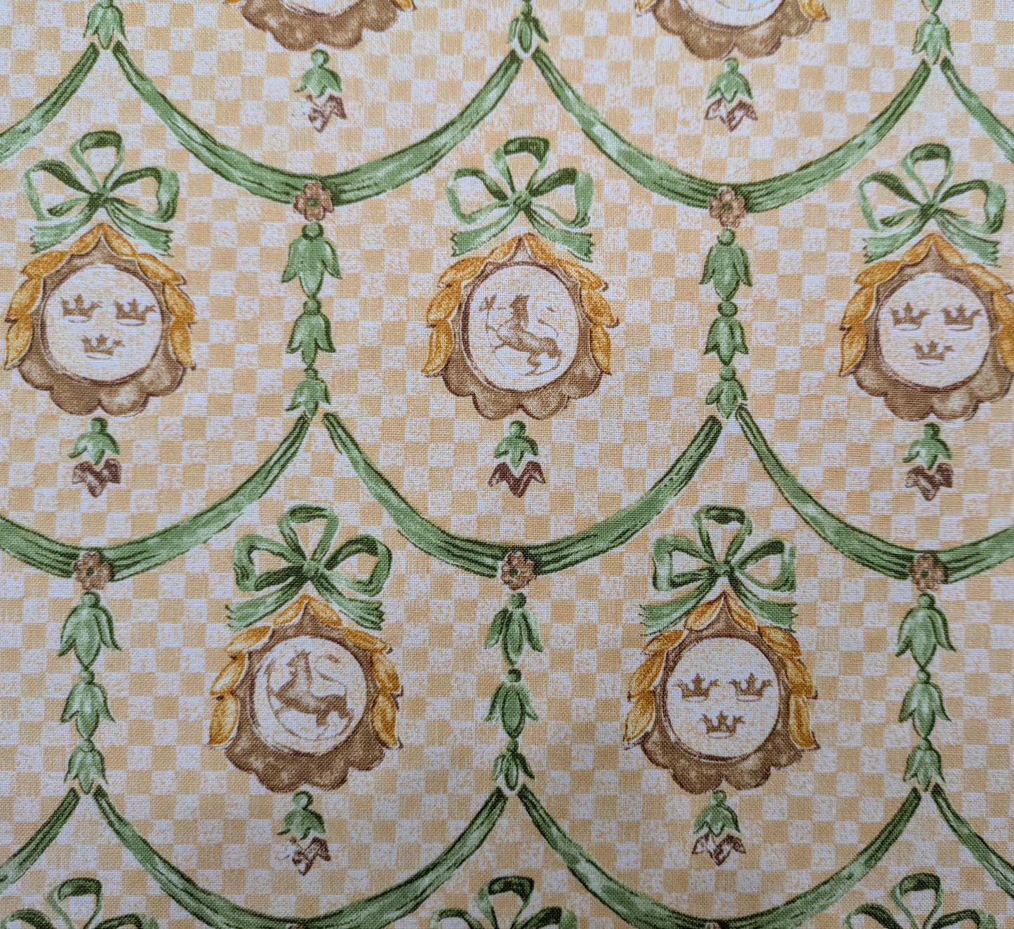 Vintage Heraldic Design Fabric by Nouveau Fabrics from 1995- 2.3m Remnant - REDUCED