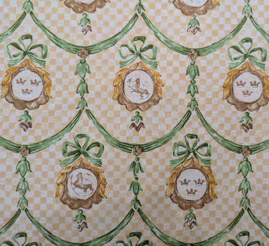 Vintage Heraldic Design Fabric by Nouveau Fabrics from 1995- 2.3m Remnant - REDUCED