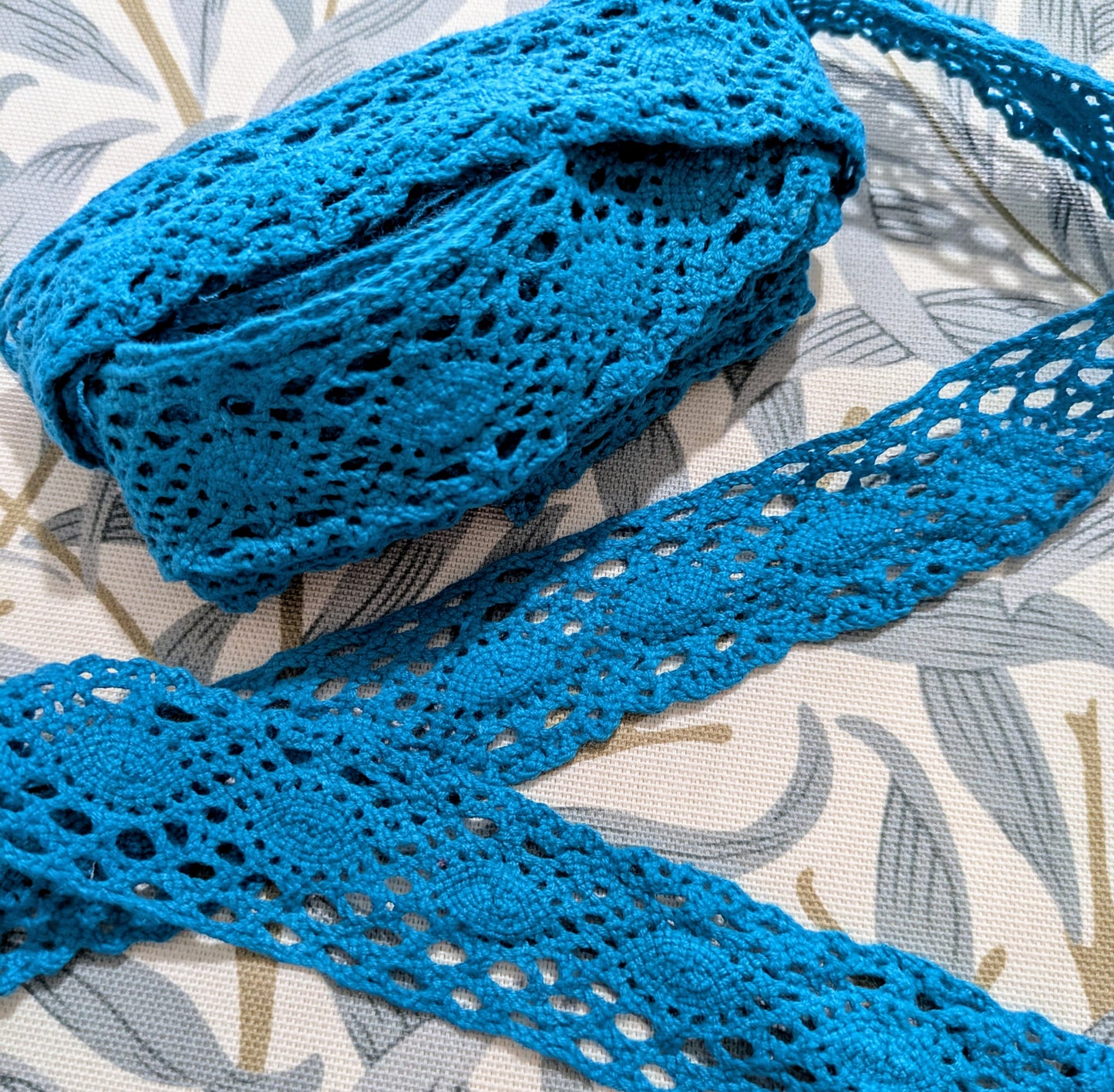 Turquoise Crochet-style Trim 3.7m remnant