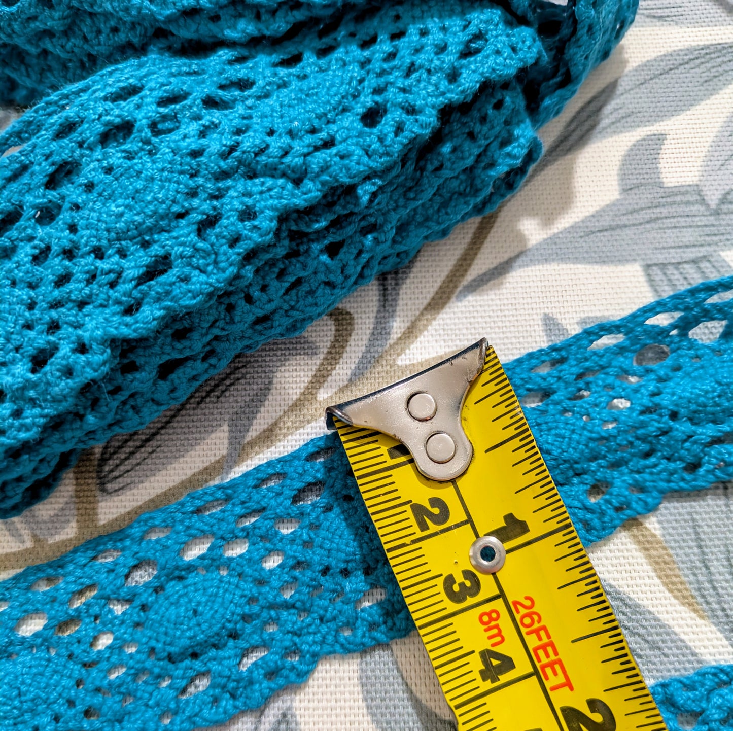 Turquoise Crochet-style Trim 3.7m remnant
