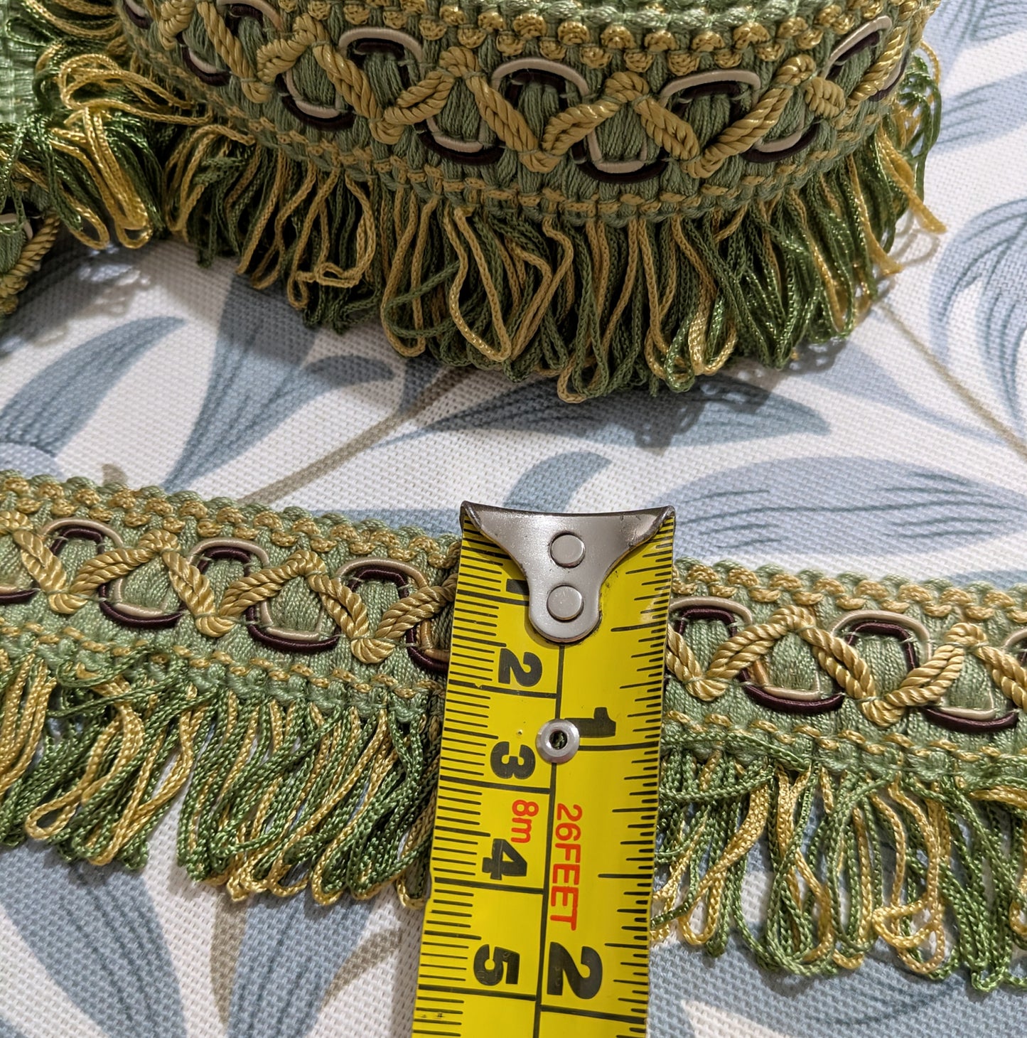 Green, Pale Gold & Navy Colour Fringe Trimming 3.8m Piece