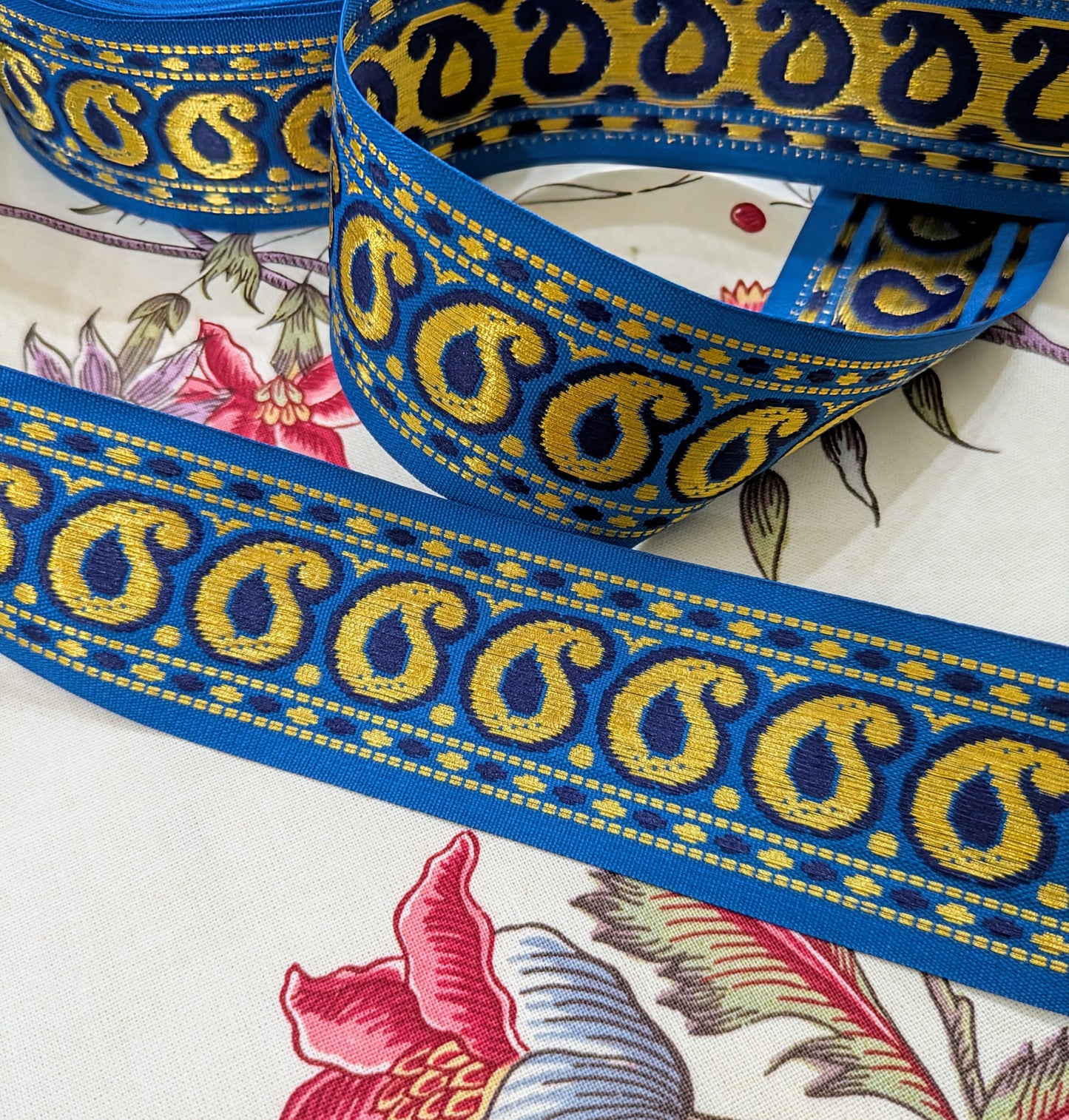 Peacock Blue Paisley Braid / Trimming