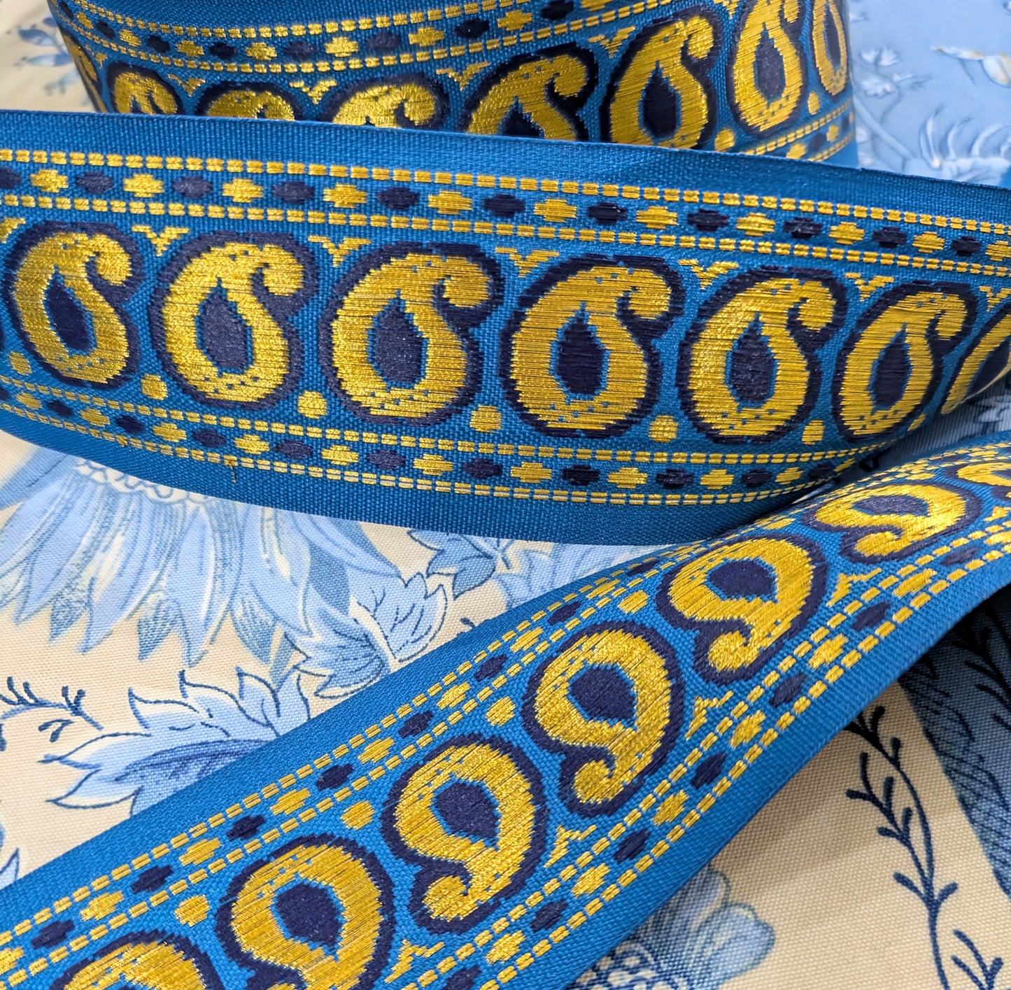 Peacock Blue Paisley Braid / Trimming