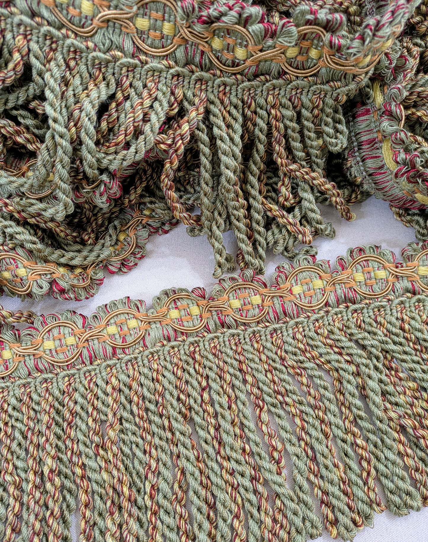 Vintage Green Bullion Fringe Trimming for Upholstery & Soft Furnishings
