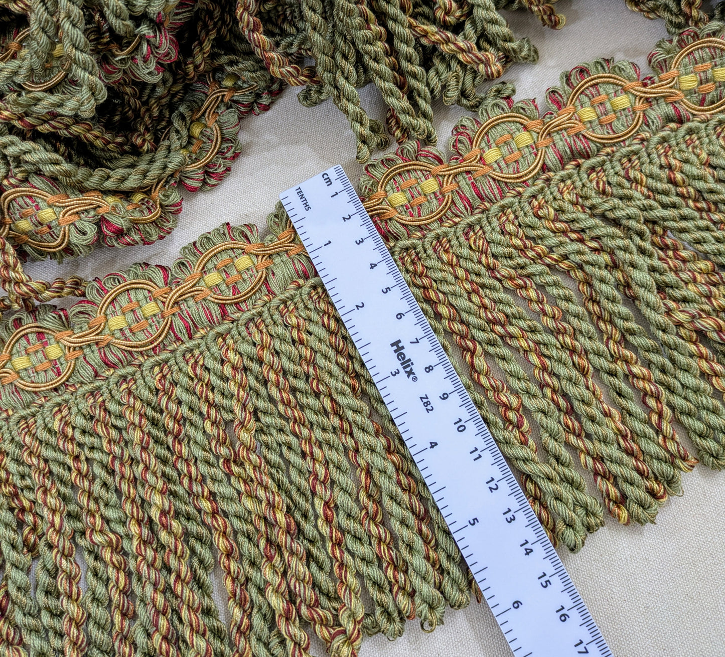 Vintage Green Bullion Fringe Trimming for Upholstery & Soft Furnishings
