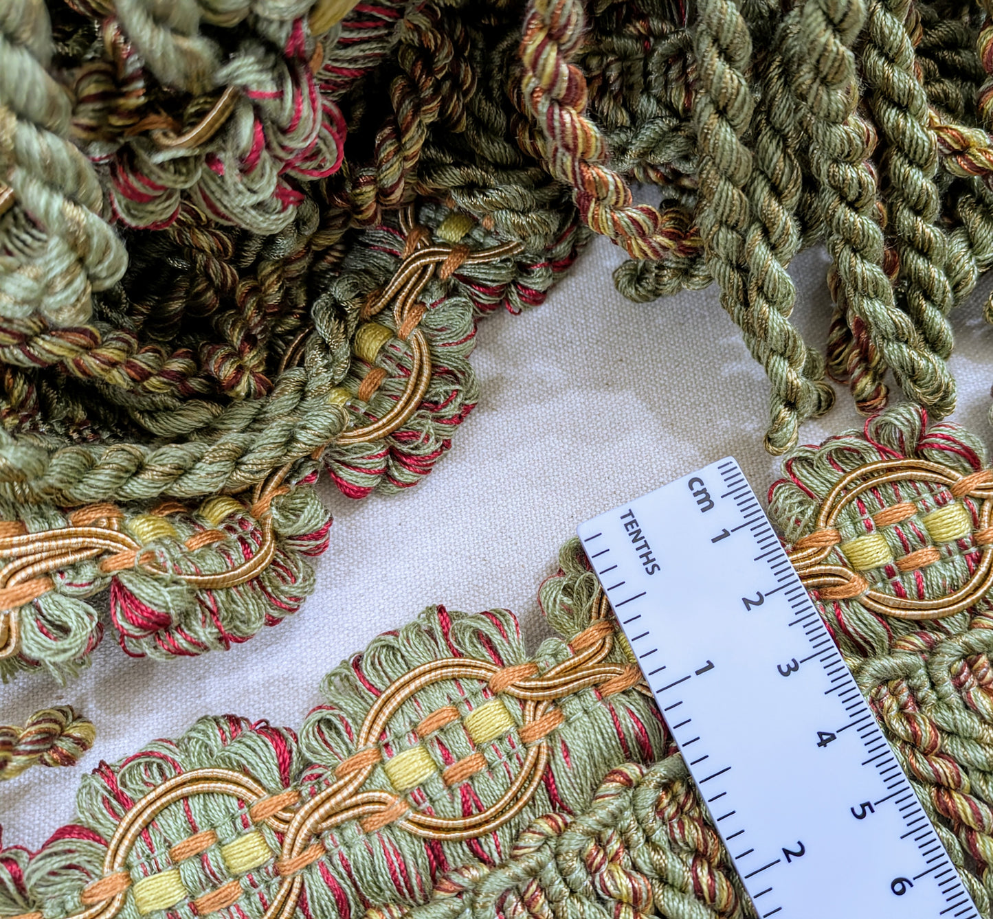 Vintage Green Bullion Fringe Trimming for Upholstery & Soft Furnishings