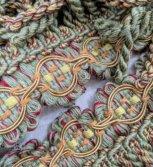 Vintage Green Bullion Fringe Trimming for Upholstery & Soft Furnishings
