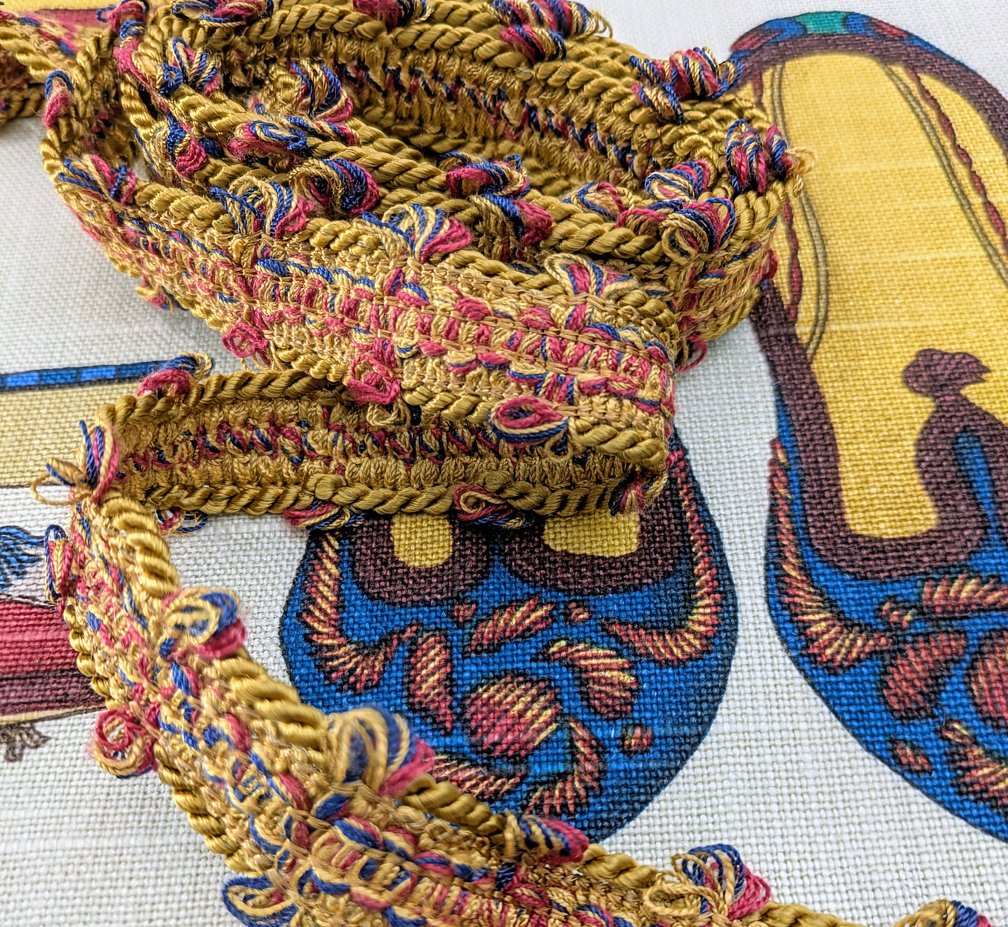 Italian Gold, Navy & Red Picot Trimming / Braid 1.8m remnant