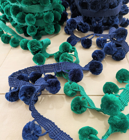 Pom Pom Trimming / Green Pom Pom / Navy Blue Pom Pom Trim