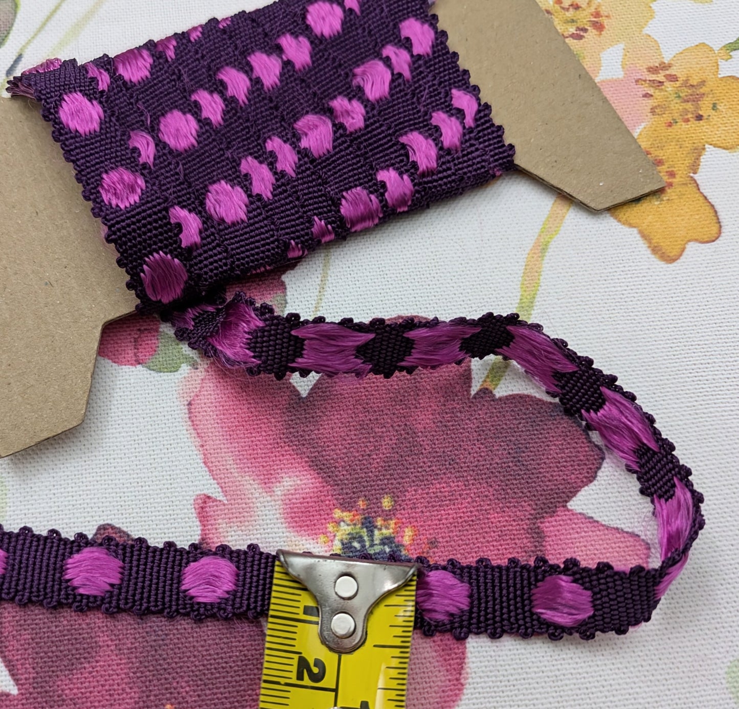 Purple & Cerise Spotty Trimming / Braid 2.8m remnant