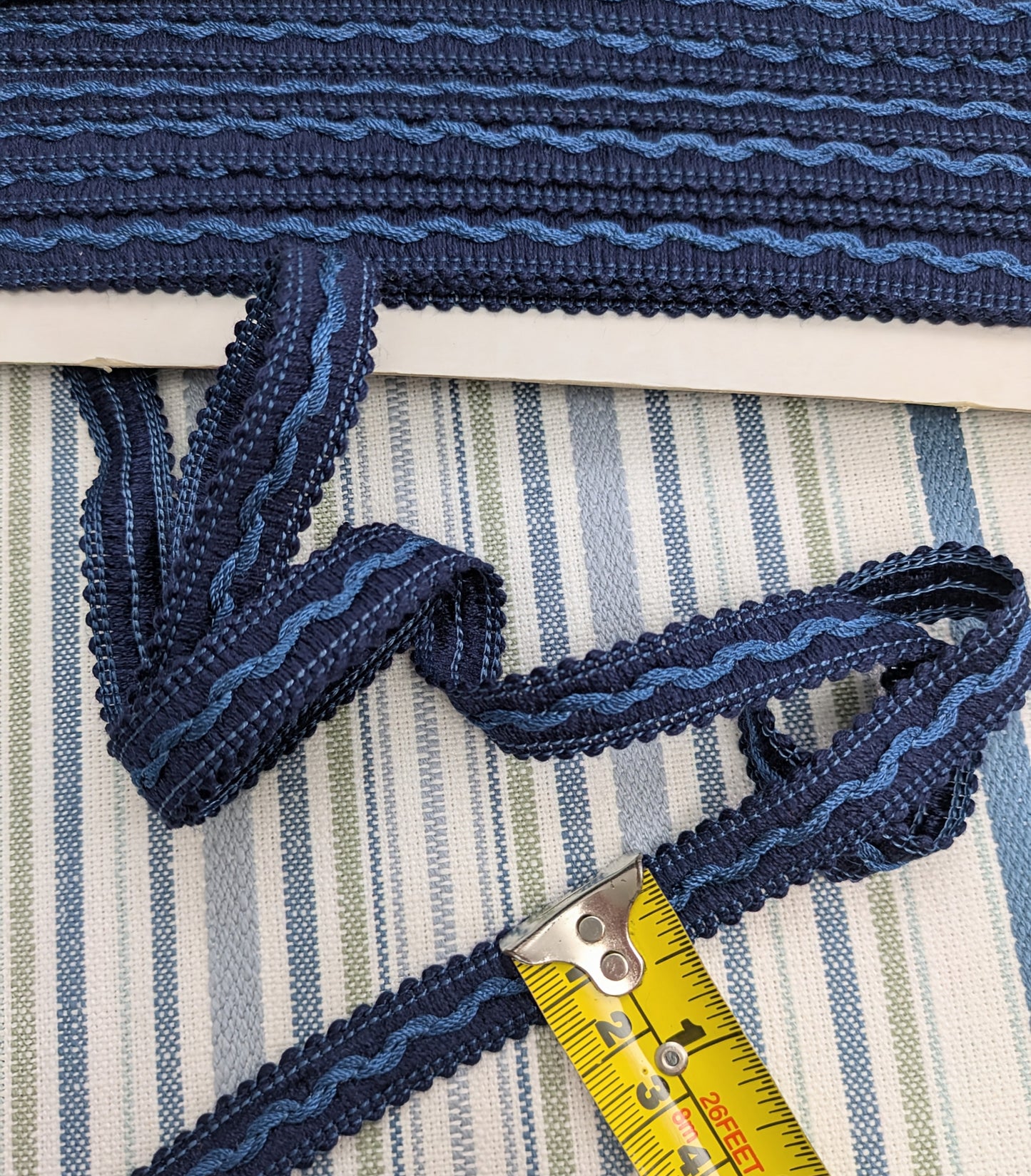 Navy Blue Trimming with Wavy Design for Soft Furnishings & Upholstery